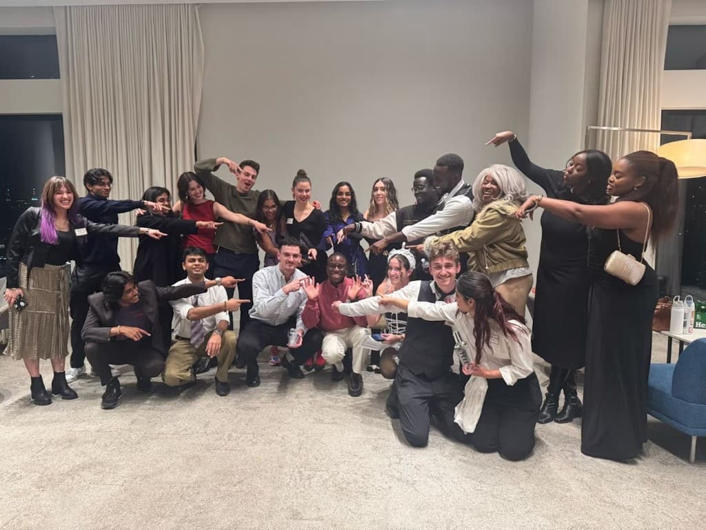 Sid with classmates at a student gathering.